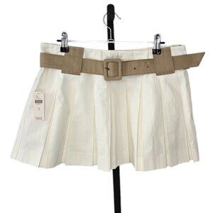 Anthropologie Maeve Womens Pleated Skort Size 14 White Belted Academia School